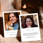 In liefdevolle herinnering 2-foto moderne begrafen bedankkaart