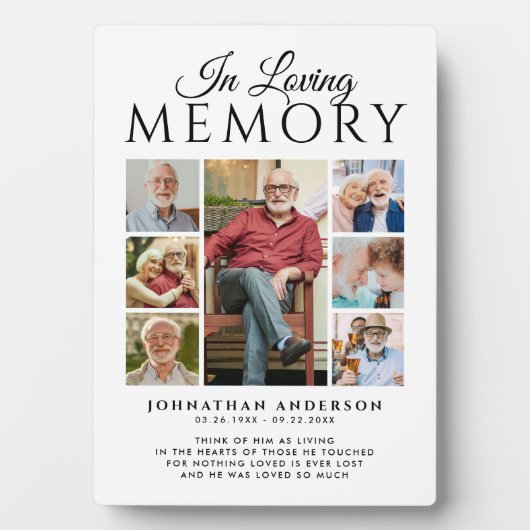 In liefdevolle herinnering 7-foto zwart-wit monume fotoplaat (voorkant)