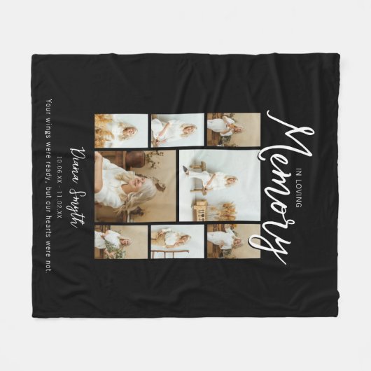 In liefdevolle herinnering | 8 Foto Collage Memori Fleece Deken (Voorkant (Horizontaal))