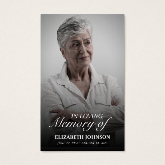 In liefdevolle herinnering aan begrafenis Memorial Visitekaartje (Voorkant)