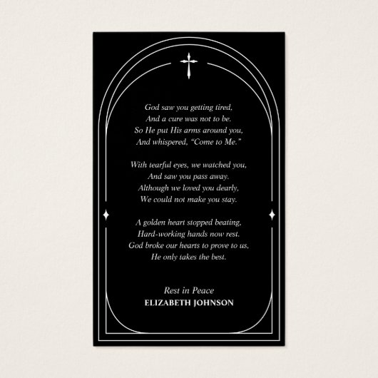 In liefdevolle herinnering aan begrafenis Memorial Visitekaartje (Achterkant)