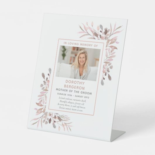 In liefdevolle herinnering aan bloemenbruiloft reclamebord met voetstuk (Voorkant)