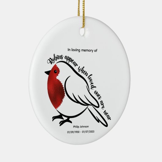 In liefdevolle herinnering aan een geliefde Robin  Keramisch Ornament (Rechts)