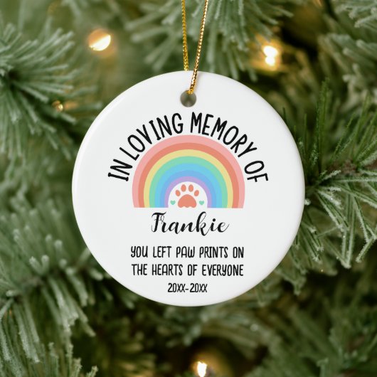In liefdevolle herinnering aan hond of kat Rainbow Keramisch Ornament (Boom)
