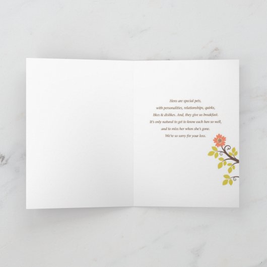 In liefdevolle herinnering aan je speciale hen kaart (Binnen)