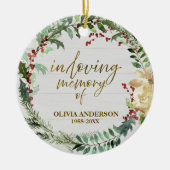 In liefdevolle herinnering aan | Kransen Foto Memo Keramisch Ornament (Voorkant)