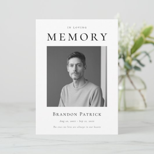 In liefdevolle herinnering begrafenisdienst foto programmakaart (Staand voorkant)