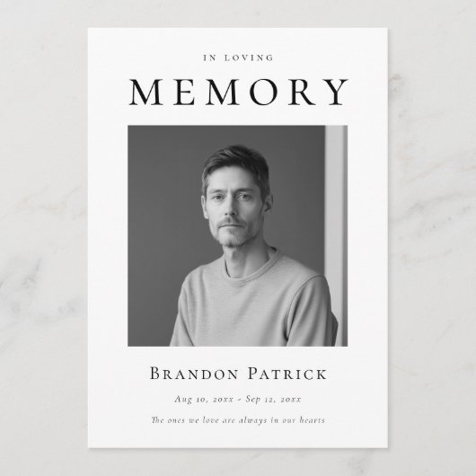 In liefdevolle herinnering begrafenisdienst foto programmakaart (Voorkant)