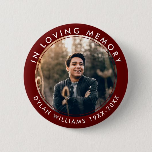 In liefdevolle herinnering begrafenismonument foto ronde button 5,7 cm (Voorkant)