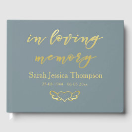 In liefdevolle herinnering | Blauw & Goud condolea Gastenboek