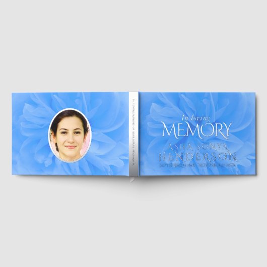 In liefdevolle herinnering blauw roos zilveren her gastenboek (Volledig)