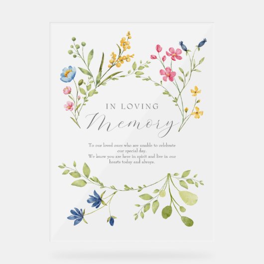 In liefdevolle herinnering Boho Wedding Memorial Acryl Bord (Voorkant)