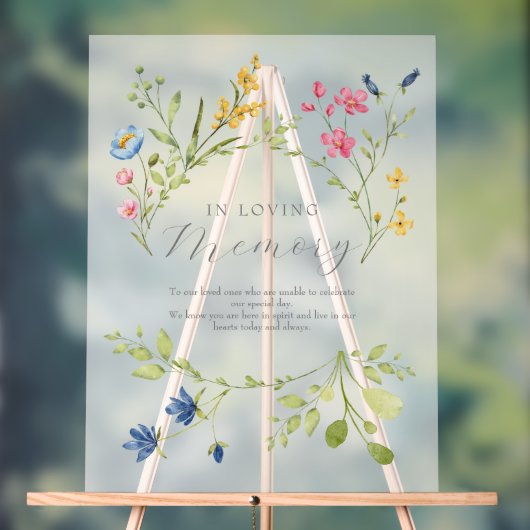 In liefdevolle herinnering Boho Wedding Memorial Acryl Bord (Neutraal)