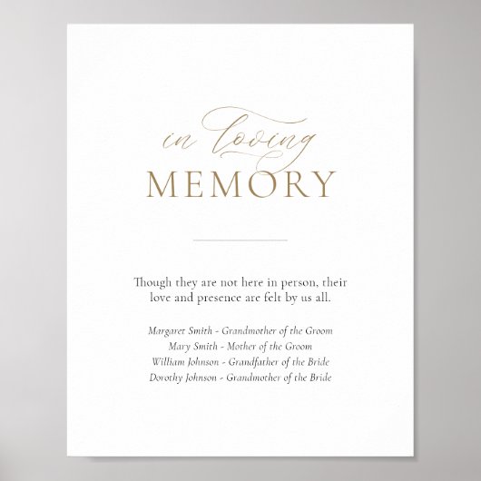In liefdevolle herinnering bruiloft herdenking taf poster (Voorkant)