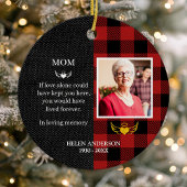In liefdevolle herinnering Buffalo Plaid Photo Mem Keramisch Ornament