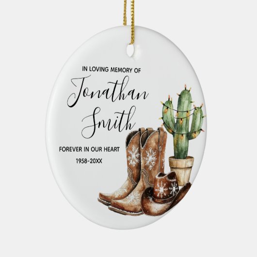 In liefdevolle herinnering Cowboy Cactus Gift Keramisch Ornament (Rechts)