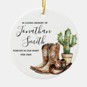 In liefdevolle herinnering Cowboy Cactus Gift Keramisch Ornament