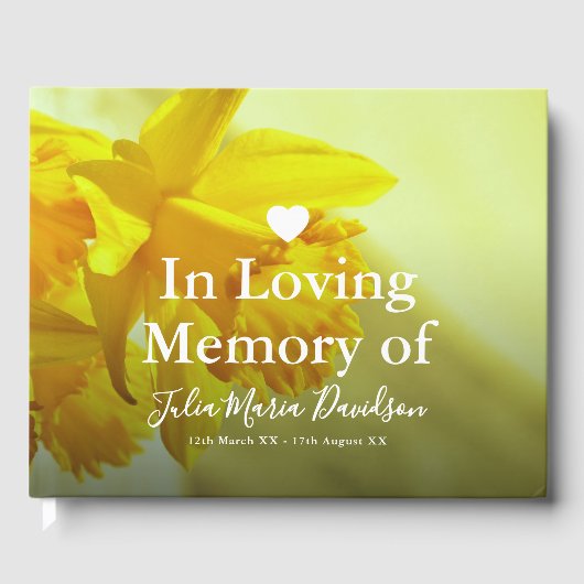 In liefdevolle herinnering | Daffodil Funeral Memo Gastenboek (Voorkant)