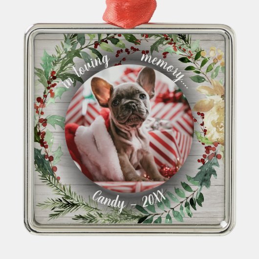 In liefdevolle herinnering - Dog Photo Pet Memoria Metalen Ornament (Voorkant)
