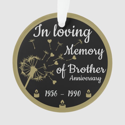 In liefdevolle herinnering Dood Jubileum Broer Ornament (voorkant)