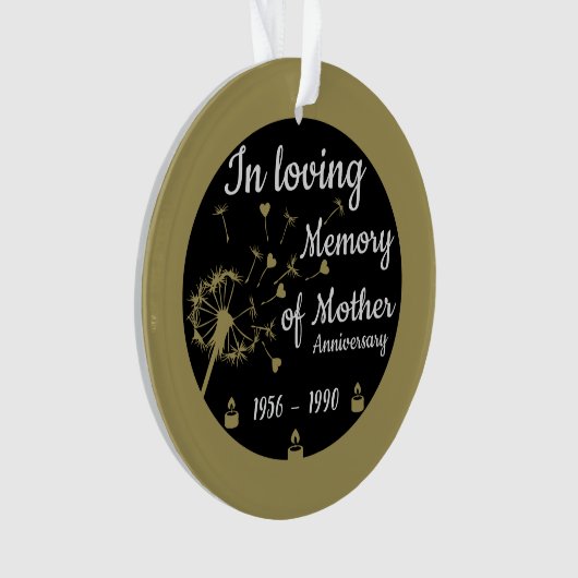 In liefdevolle herinnering Dood Jubileum Moeder Ornament (voorkant)