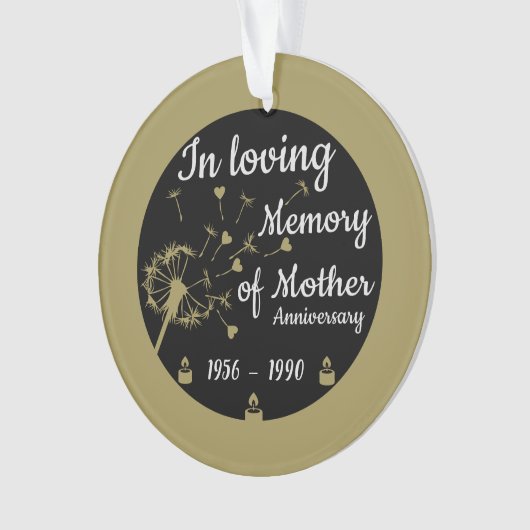 In liefdevolle herinnering Dood Jubileum Moeder Ornament (voorkant)