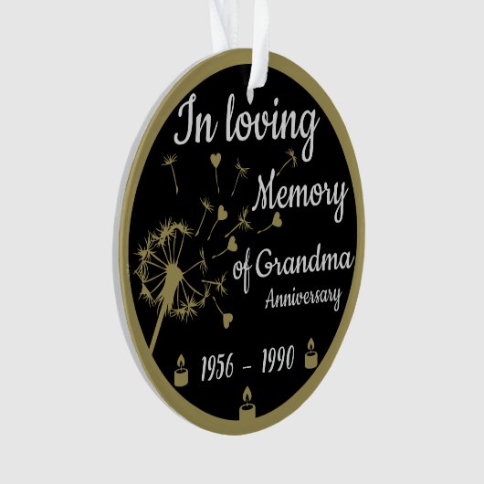 In liefdevolle herinnering Dood Jubileum Oma Ornament (voorkant)