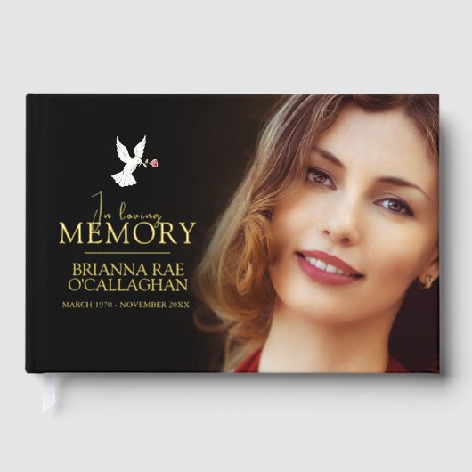 In liefdevolle herinnering dove rode roos begrafen gastenboek (Voorkant)