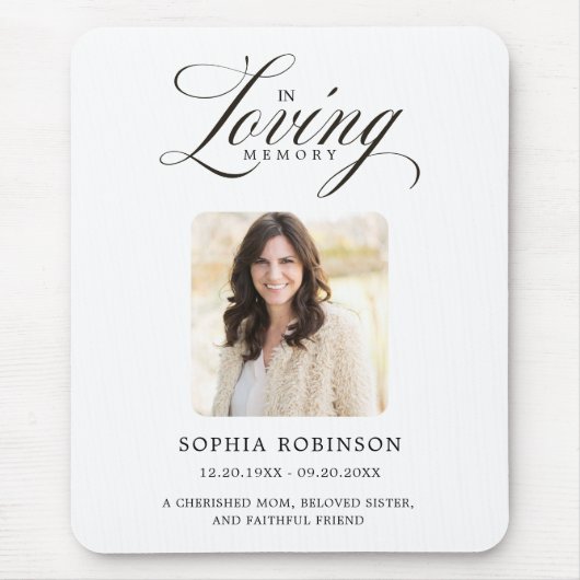 In liefdevolle herinnering Elegant Script Memorial Muismat (Voorkant)
