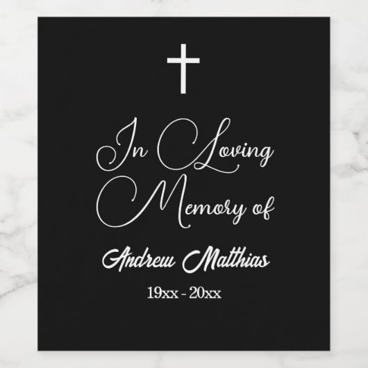 In liefdevolle herinnering elegante begrafenis wijn etiket (Enkel label)