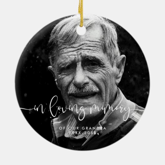 In liefdevolle herinnering Elegante Herdenking Fot Keramisch Ornament (Achterkant)