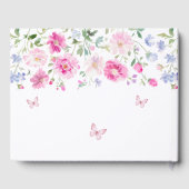 In liefdevolle herinnering felroze wilde bloemen gastenboek (Achterkant)