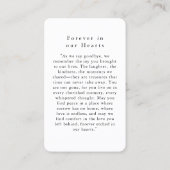 "In liefdevolle herinnering" Foto Begrafenis Gebed Visitekaartje (Achterkant)