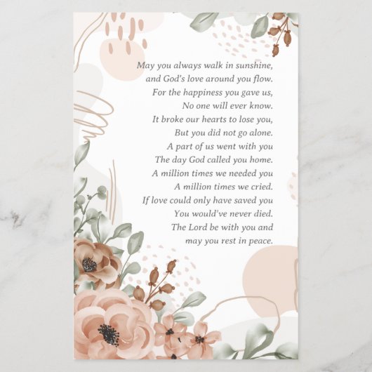 In liefdevolle herinnering | Foto begrafenisgebed Flyer (Achterkant)