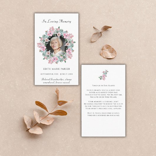 In liefdevolle herinnering Foto Floral Memorial Pr Visitekaartje