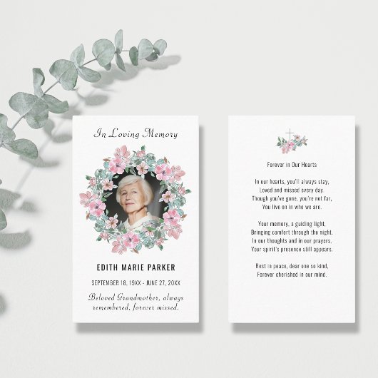 In liefdevolle herinnering Foto Floral Memorial Pr Visitekaartje