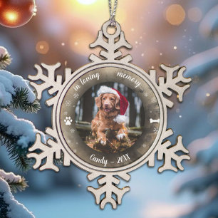 In liefdevolle herinnering   Foto Hond Huisdier Me Tin Sneeuwvlok Ornament