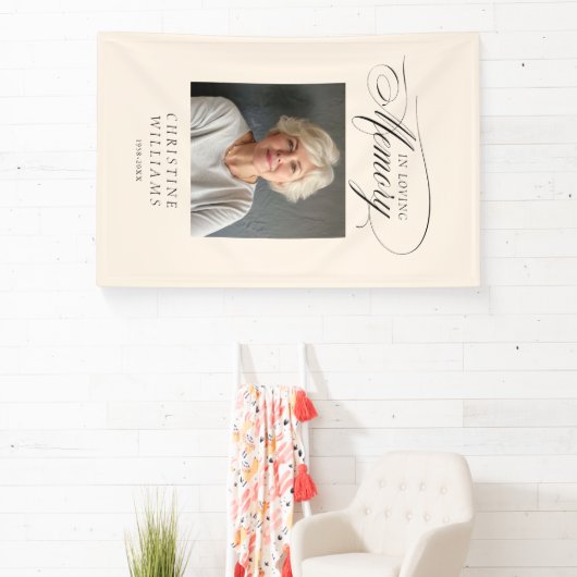 In liefdevolle herinnering!" Gedenkteken, naam, fo Spandoek (Insitu)