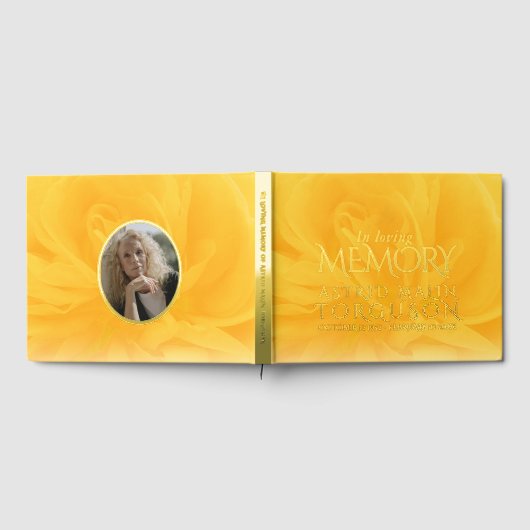 In liefdevolle herinnering geel rose gouden folie gastenboek (Volledig)