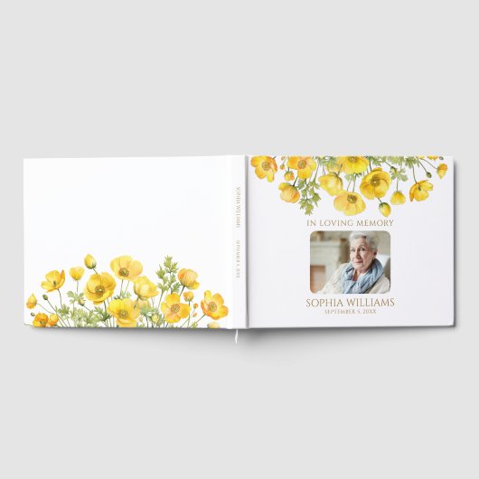 In liefdevolle herinnering gele wilde bloemen gastenboek (Volledig)