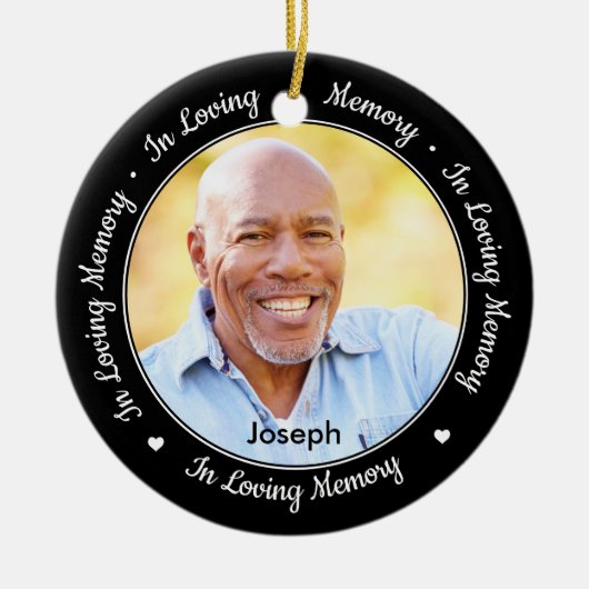 In liefdevolle herinnering gepersonaliseerd modern keramisch ornament (Voorkant)