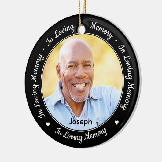 In liefdevolle herinnering gepersonaliseerd modern keramisch ornament (Links)