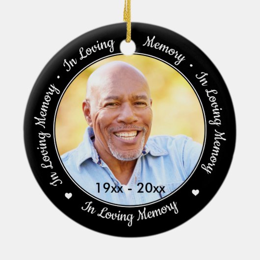 In liefdevolle herinnering gepersonaliseerd modern keramisch ornament (Achterkant)