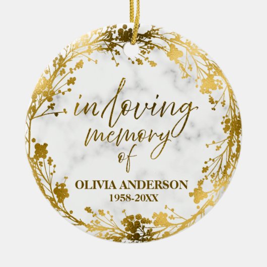 In liefdevolle herinnering Gold Fotomonument Keramisch Ornament (Voorkant)