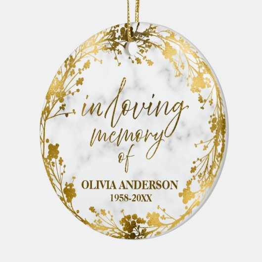 In liefdevolle herinnering Gold Fotomonument Keramisch Ornament (Links)