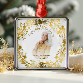 In liefdevolle herinnering Gold Fotomonument Metalen Ornament