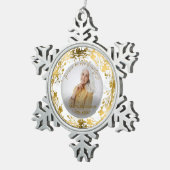 In liefdevolle herinnering Gold Fotomonument Tin Sneeuwvlok Ornament (Rechts)