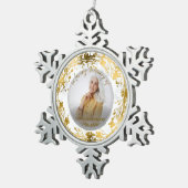 In liefdevolle herinnering Gold Fotomonument Tin Sneeuwvlok Ornament (Rechts)