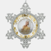 In liefdevolle herinnering Gold Fotomonument Tin Sneeuwvlok Ornament (Voorkant)