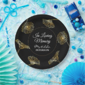 In liefdevolle herinnering gouden bloemen begrafen papieren bordje (Feest)